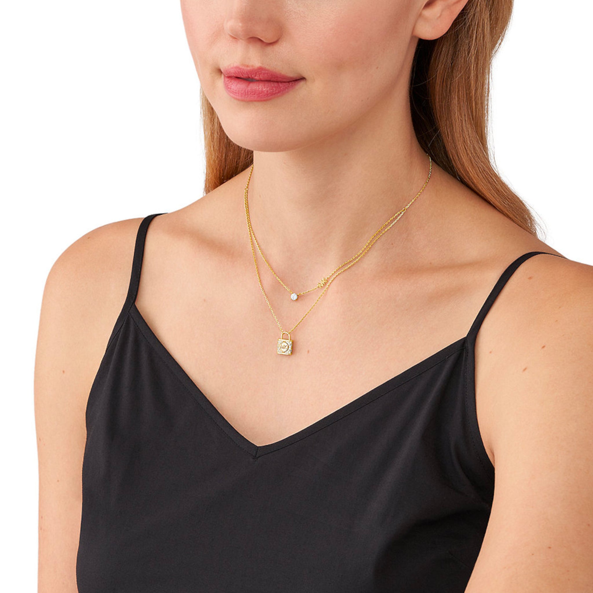 Precious Metal-plated Sterling Silver Pavé Halo Necklace | Michael Kors